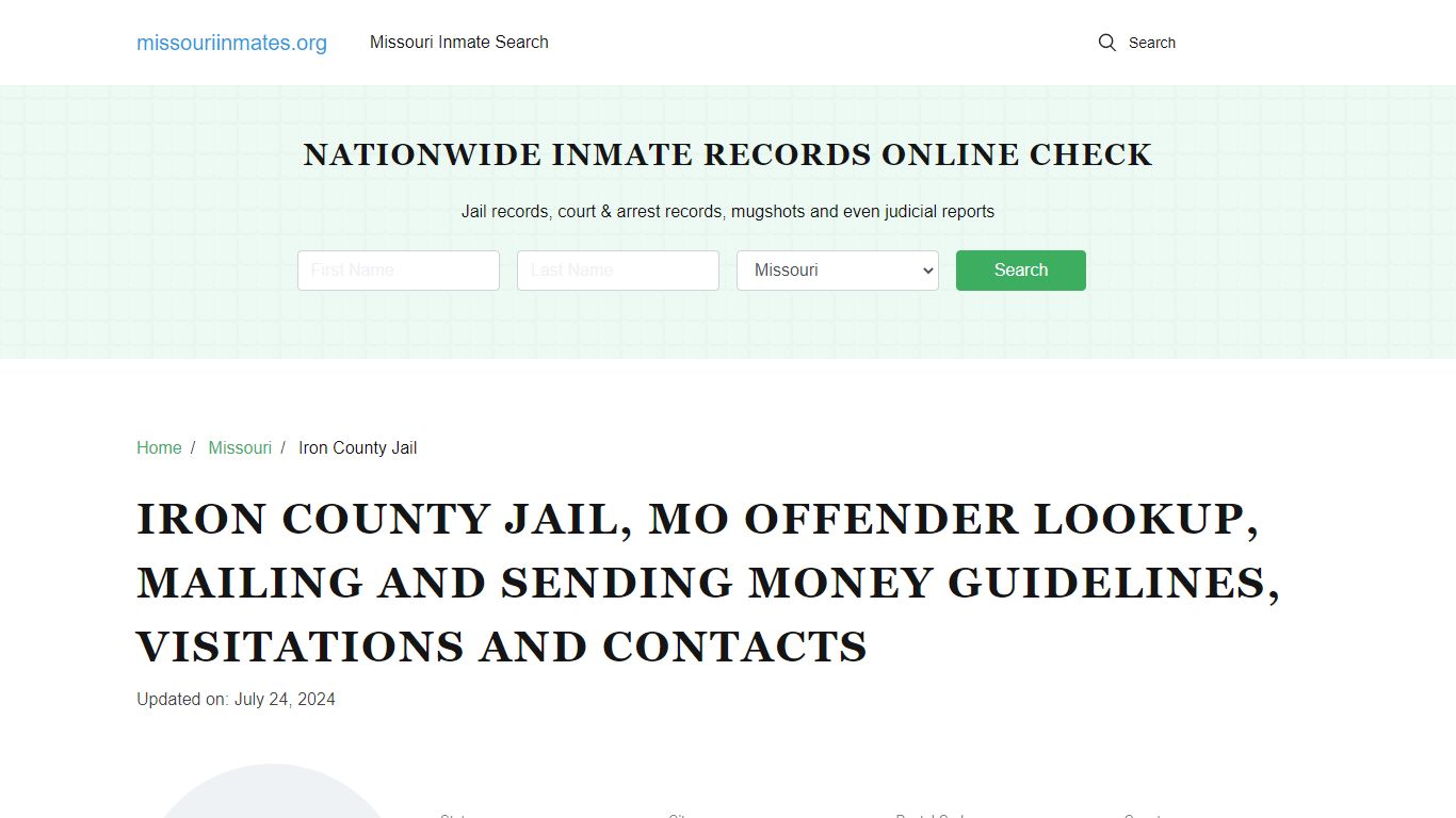 Iron County Jail, MO: Inmate Search Options, Visitations, Contacts