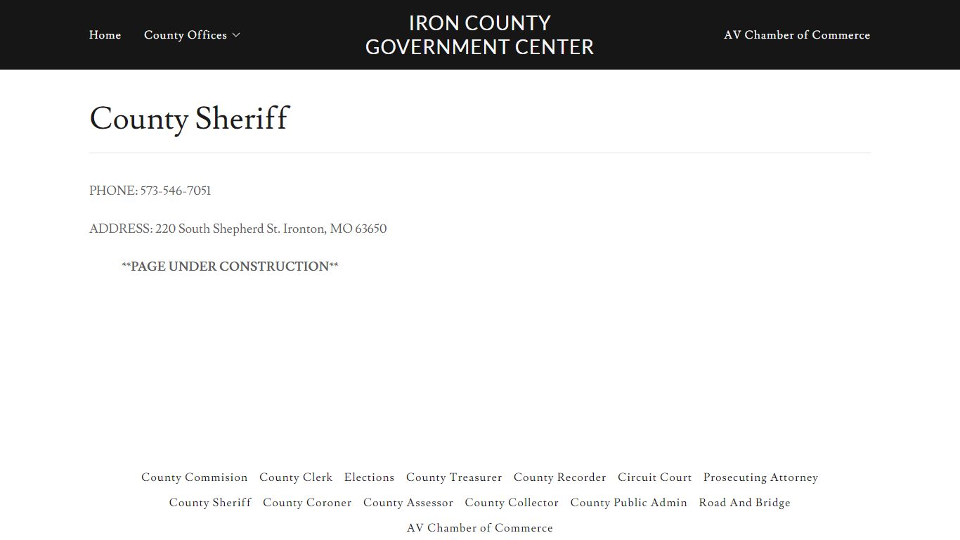 County Sheriff | www.ironcountymo.gov - Iron County Government Center